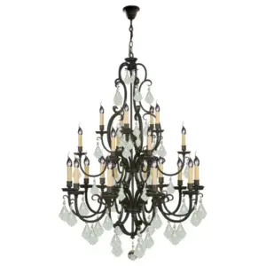 Lighting Inspirations Louis 15th 24 Light Crystal Glass Chandelier Bronze LOI1000292