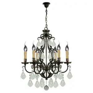 Lighting Inspirations Louis 15th 6 Light Crystal Glass Chandelier Bronze LOI1000297