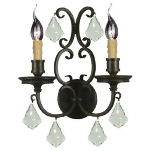 Lighting Inspirations Louis 15th 2 Light Crystal Glass Wall Bracket Bronze LOI1000298