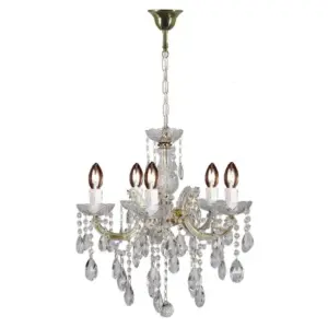 Lighting Inspirations Zurich 5 Light Crystal Glass Chandelier Gold LOI1000624