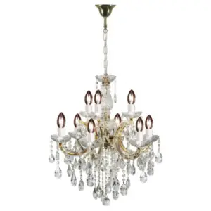 Lighting Inspirations Zurich 9 Light Crystal Glass Chandelier Gold LOI1000626