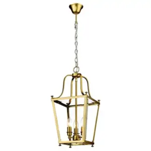 Lighting Inspirations Montana Small 3 Light Lantern Pendant Satin Brass LOI1000651