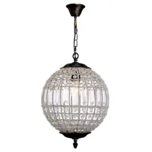 Lighting Inspirations Marseilles Small 31cm 1 Light Ball Crystal Glass Chandelier Bronze LOI1000811
