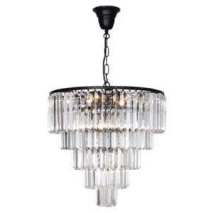 Lighting Inspirations Celestial 49cm 10 Light 5 Tier Crystal Glass Chandelier Black LOI1001091