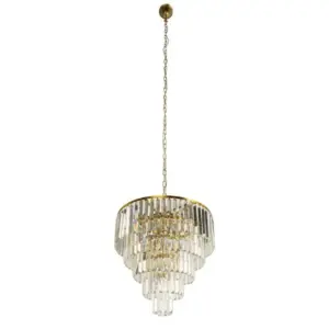 Lighting Inspirations Celestial 49cm 10 Light 5 Tier Crystal Glass Chandelier Satin Brass LOI1001597