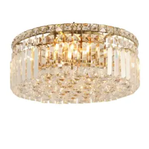 Lighting Inspirations Rotondo Medium 40cm Flush 5 Light Crystal Glass Satin Brass LOI1001621