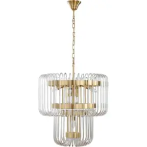 Lighting Inspirations Collette 60cm 9 Light 2 Tier Chandelier Satin Brass LOI1001633