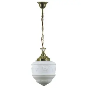 Lighting Inspirations Senator 8 Opal Matte Single Chain Suspension Polished Brass LOI3000093A