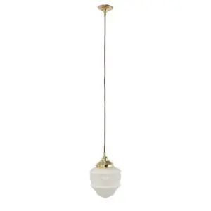 Lighting Inspirations Senator 8 Opal Matte on Cloth Cord Suspension Polished Brass LOI3000111A