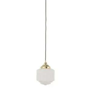 Lighting Inspirations St Kilda 8 Opal Matte on Cloth Cord Suspension Polished Brass LOI3000113A