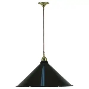 Lighting Inspirations Edwardian 390mm Black Shade on Cloth Cord Suspension Polished Brass LOI3000127A