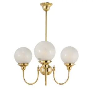 Lighting Inspirations Luke 3 Light Pendant Polished Brass with 6 Sheffield LOI3000189A