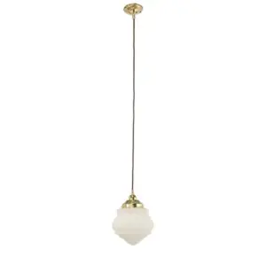 Lighting Inspirations Premier 8 Opal Matte on Cloth Cord Suspenson Polished Brass LOI3001113A