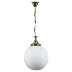Lighting Inspirations Sphere 10 Opal Gloss on Single Chain Suspenson Polished Brass LOI3001190A