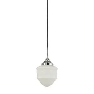 Lighting Inspirations Senator 8 Opal Matte on Cloth Cord Black Cloth Suspension Chrome LOI3010222A