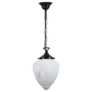 Lighting Inspirations Empire 8 Opal Matte on Single Chain Black Cloth Suspension Patina LOI3020068A