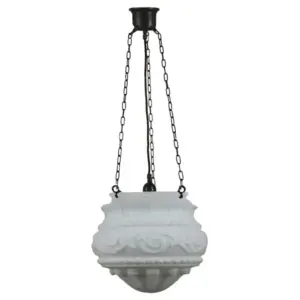 Lighting Inspirations Premier 12 Opal Matte on 3 Chain Black Cloth Suspension Patina LOI3020070A