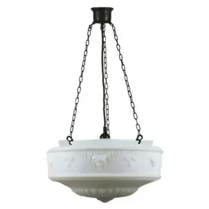 Lighting Inspirations Senator 17 Opal Matte on 3 Chain Black Cloth Suspension Patina LOI3020134A