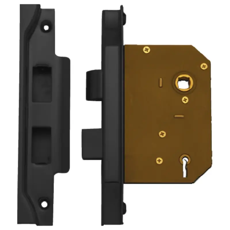 Superior Brass Rebated Lock 3 Lever Black Matt Black 45mm SUP59047